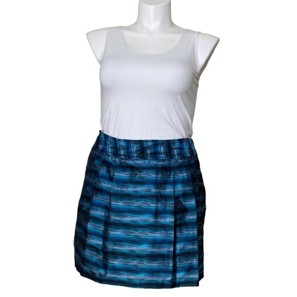 MICHAEL Michael Kors Teal Metallic Pocketed Mini Skirt, Pleated Women's Size 12 - Picture 1 of 10